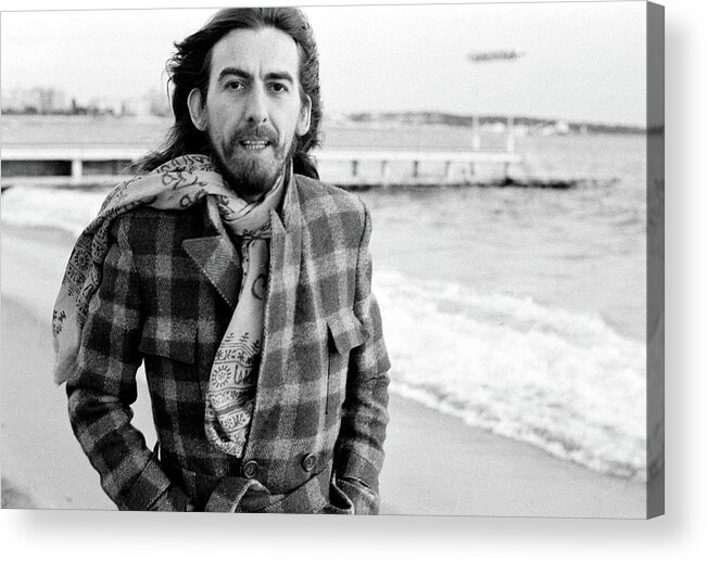 George Harrison Acrylic Print featuring the photograph George Harrison In Cannes by Michael Putland