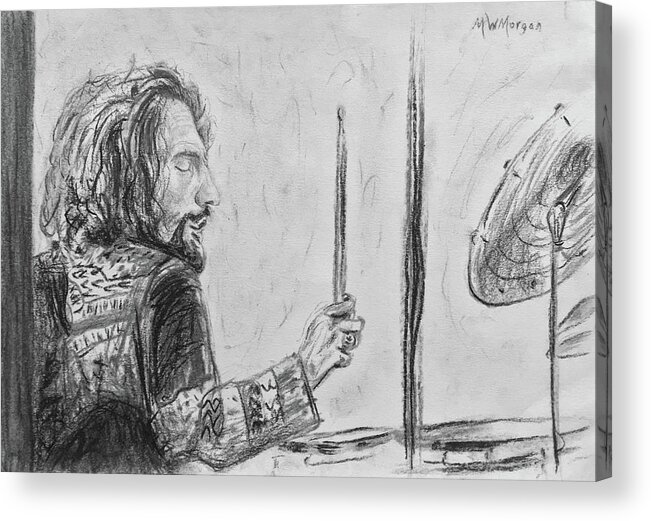 Ginger Acrylic Print featuring the drawing Ginger Baker by Michael Morgan