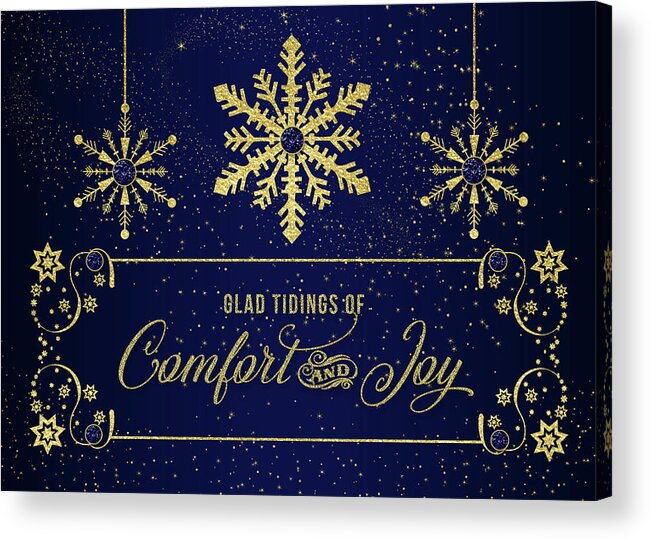 Christmas Acrylic Print featuring the digital art Glad Tidings of Comfort and Joy in Deep Blue by Doreen Erhardt