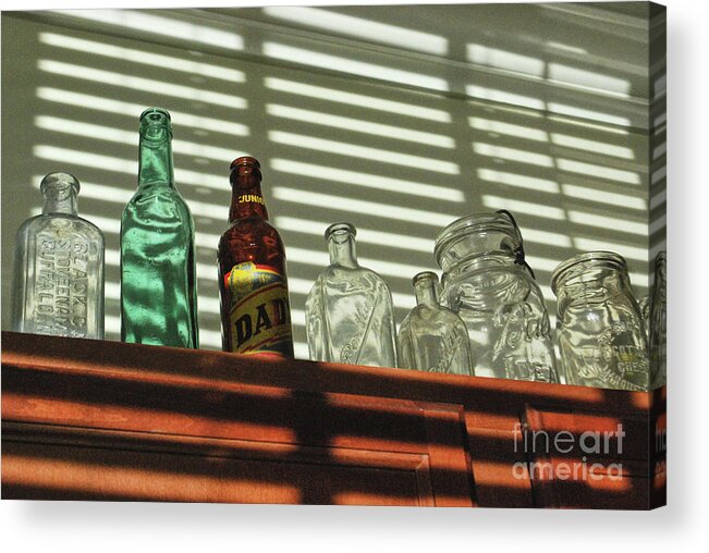 Bottles Acrylic Print featuring the photograph Glass Bottles And Sunlight by Phil Perkins