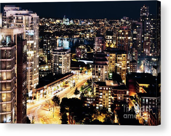 Architecture Acrylic Print featuring the photograph 0659 Gold Luminous Yaletown Vancouver by Neptune - Amyn Nasser Photographer