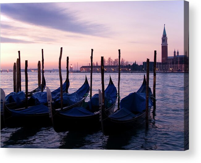 Dawn Acrylic Print featuring the photograph Gondolas At Dawn by Petegar