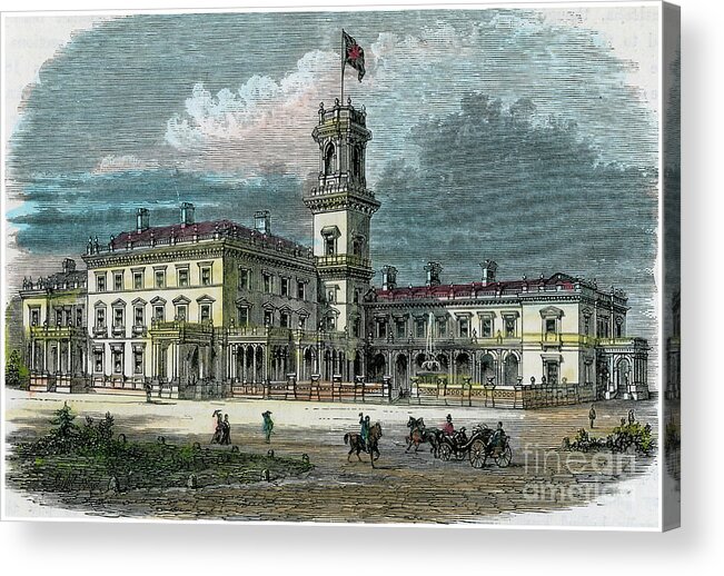Engraving Acrylic Print featuring the drawing Government House, Melbourne, Victoria by Print Collector