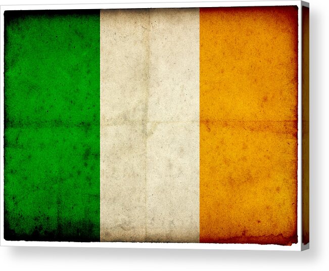 Weathered Acrylic Print featuring the photograph Grunge Irish Flag On Rough Edged Old by Abzee