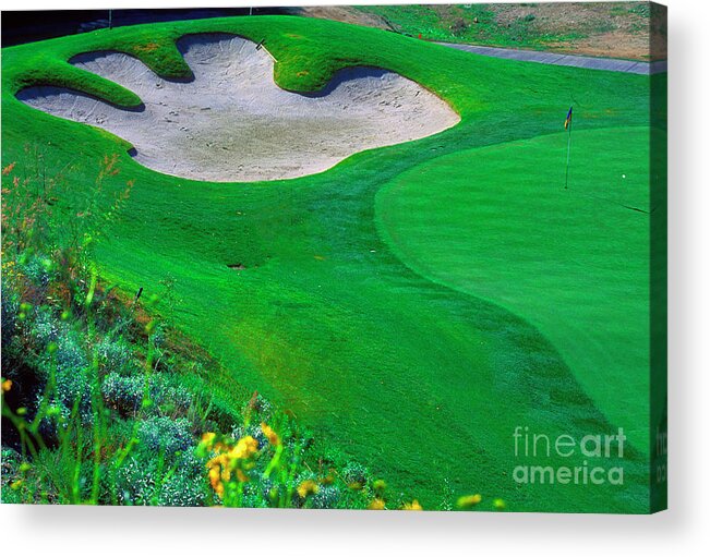Golf Course Acrylic Print featuring the photograph Hand in Sand by Terri Brewster