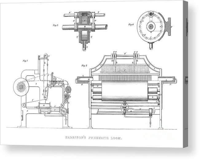 Engraving Acrylic Print featuring the drawing Harrisons Pneumatic Loom, 1886 by Print Collector
