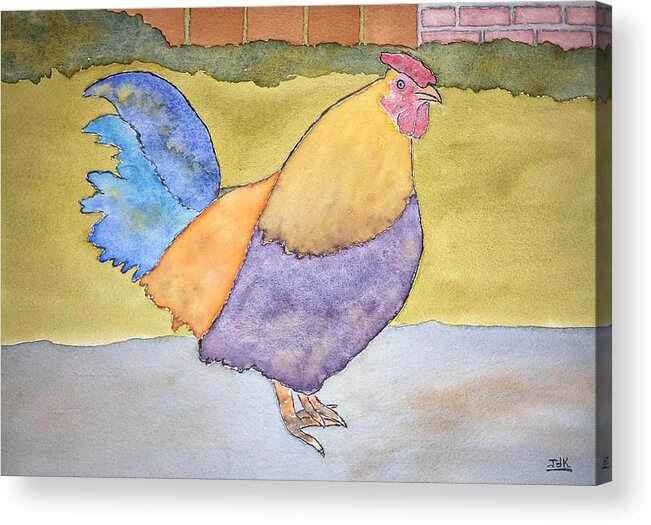 Watercolor Acrylic Print featuring the painting Hen of Lore by John Klobucher