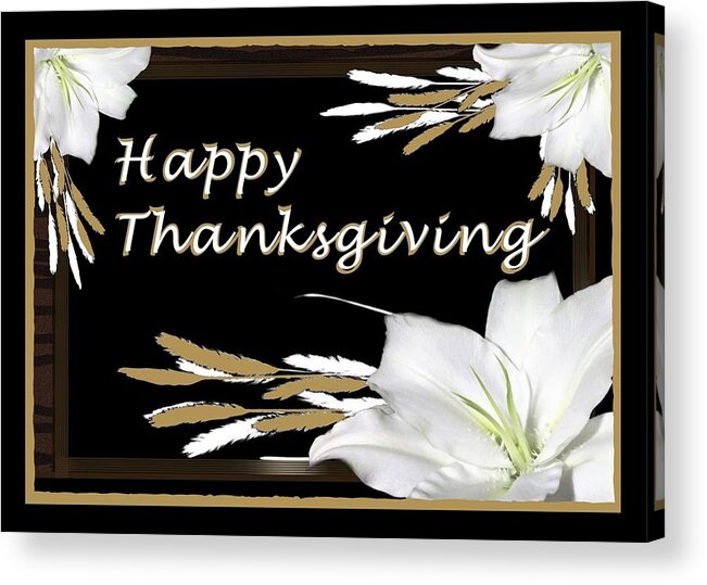 Digital Art Acrylic Print featuring the digital art Holiday Card Happy Thanksgiving by Delynn Addams by Delynn Addams