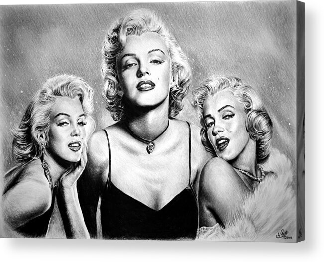 Marilyn Monroe Acrylic Print featuring the drawing Hollywood Legends Marilyn by Andrew Read