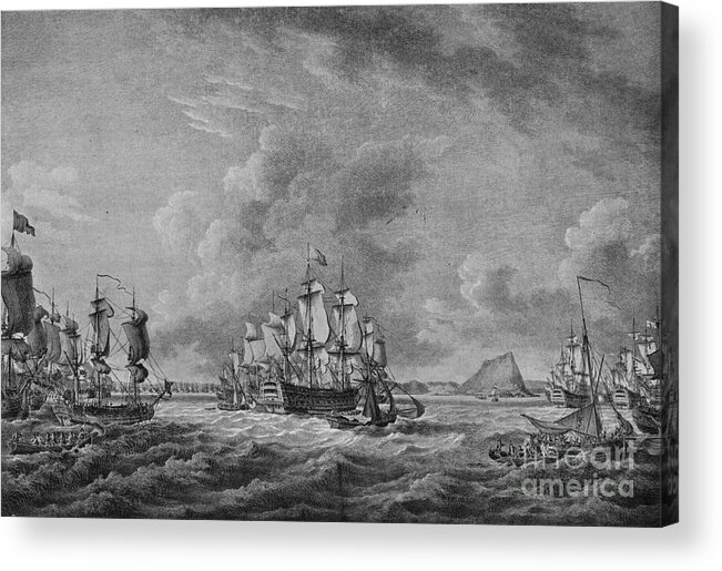 Engraving Acrylic Print featuring the drawing Howe At Gibraltar by Print Collector