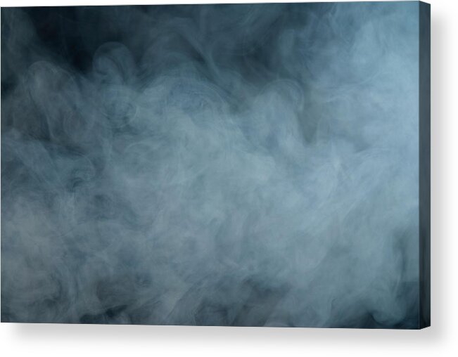 Air Pollution Acrylic Print featuring the photograph Huge White Cloud Of Smoke In A Dark Room by Lastsax