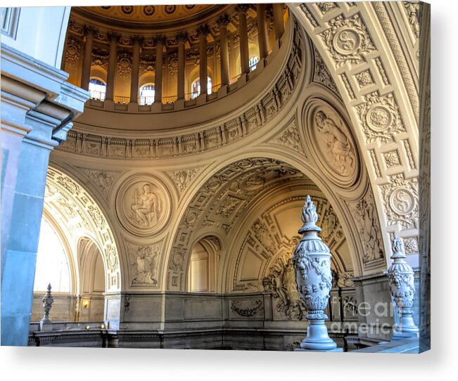 San Francisco Acrylic Print featuring the photograph Interior Dome SF City Hall by Chuck Kuhn