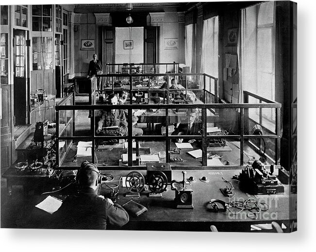 People Acrylic Print featuring the photograph Interior Of Radio Station In Germany by Bettmann