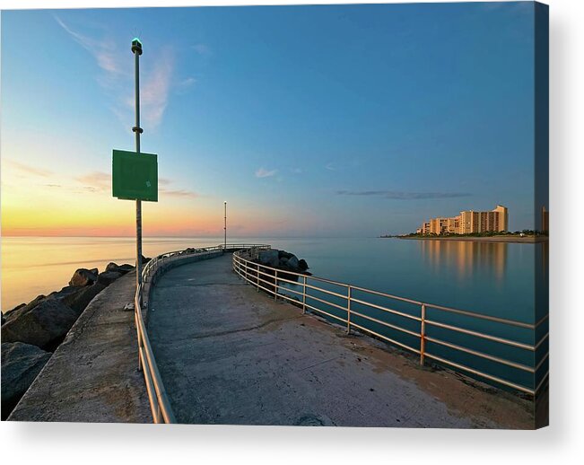 Nature Acrylic Print featuring the photograph Jupiter Inlet Jetty Looking South by Steve DaPonte