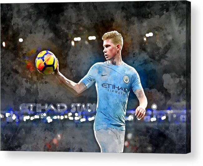 Kevin De Bruyne Acrylic Print featuring the mixed media Kevin De Bruyne by Marvin Blaine