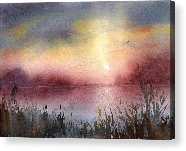 Sunrise Lake Acrylic Print featuring the painting Lake Sunrise by Sean Seal