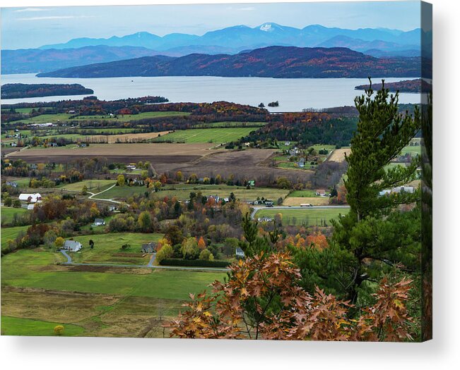 View Acrylic Print featuring the photograph landscape view from Mount Philo in fall by Ann Moore