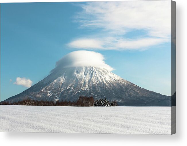 Tranquility Acrylic Print featuring the photograph Lenticular Cloud Over Mt Yotei by Kris Gaethofs