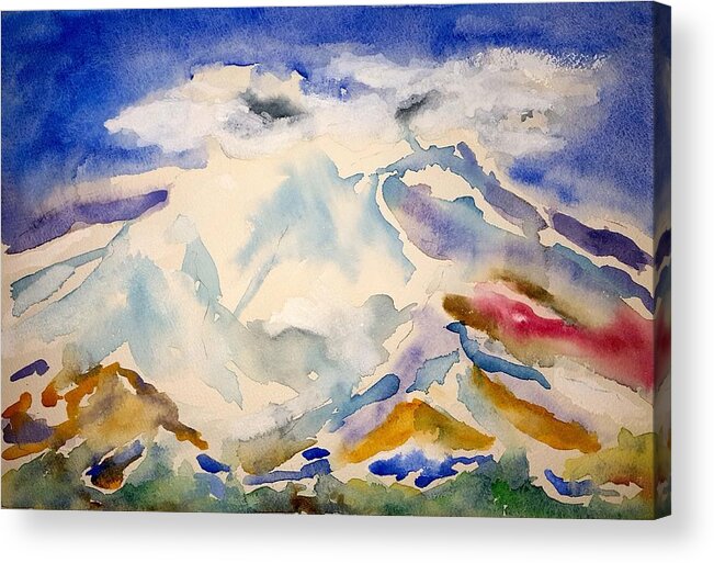 Watercolor Acrylic Print featuring the painting Lost Mountain Lore by John Klobucher