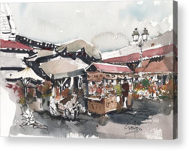 Tampa Acrylic Print featuring the painting Market in Hoi An by Gaston McKenzie