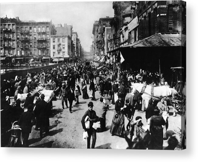 Horse Acrylic Print featuring the photograph Market Stalls On Hester Street by Fpg