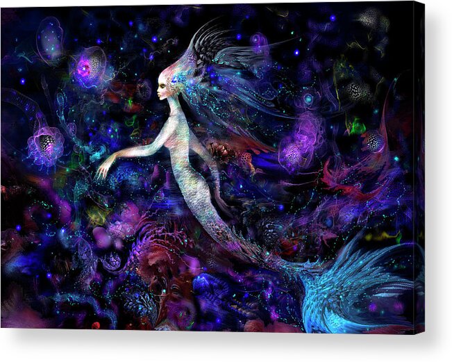 Mermaid Rainbow Acrylic Print featuring the mixed media Mermaid Rainbow by Natalia Rudzina