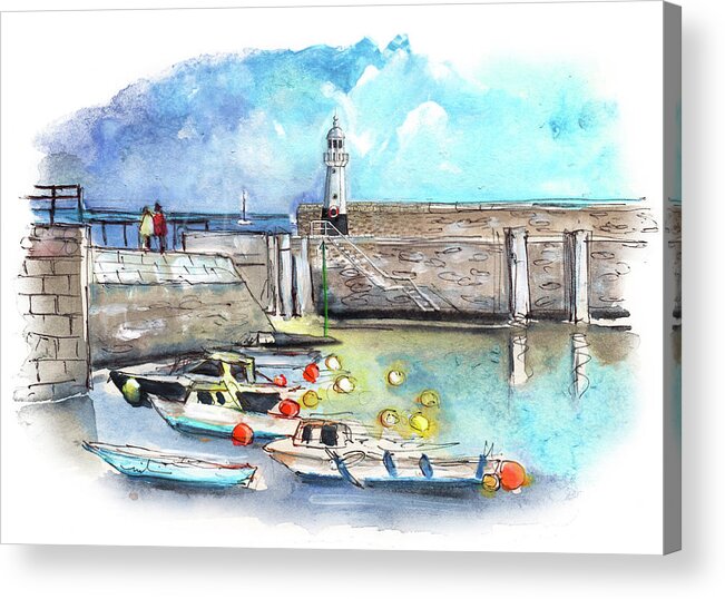 Travel Acrylic Print featuring the painting Mevagissey 01 by Miki De Goodaboom