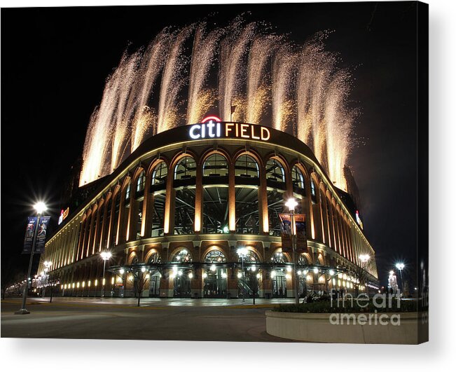 American League Baseball Acrylic Print featuring the photograph Miami Marlins V New York Mets by Christopher Pasatieri