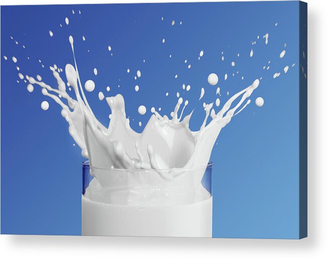 Milk Acrylic Print featuring the photograph Milk Splashing Into Glass by Terry Mccormick