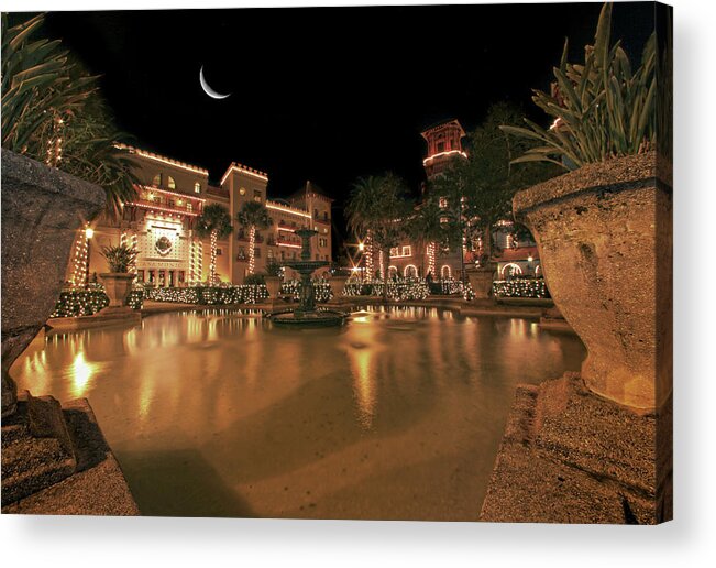St Augustine Acrylic Print featuring the photograph Moon over St Augustine by Robert Och