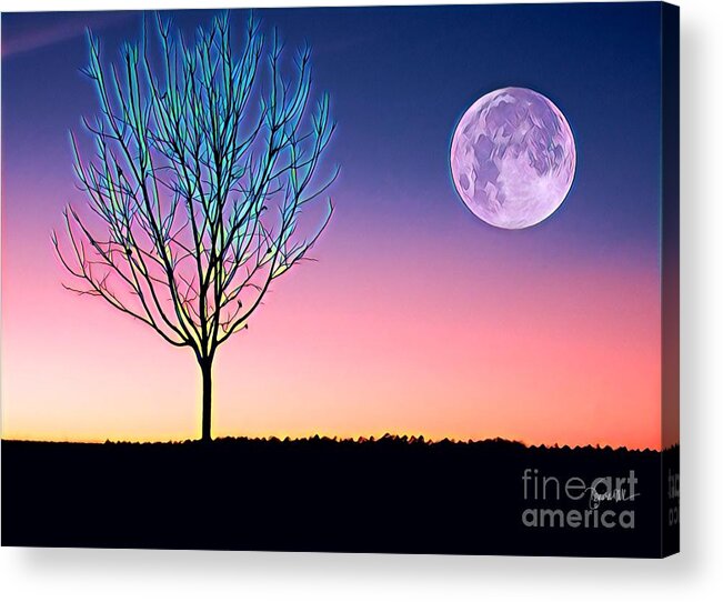 Nature Acrylic Print featuring the painting Moonrise by Denise Railey