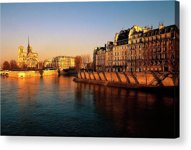 Gothic Style Acrylic Print featuring the photograph Morning Light On Notre Dame, Paris by Walter Bibikow