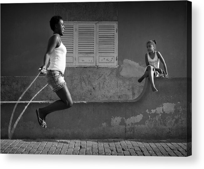 Street Acrylic Print featuring the photograph Mother's Jump by Marc Apers