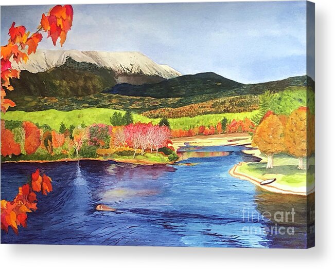 Mountain Acrylic Print featuring the painting Mount Katahdin by Bonnie Young