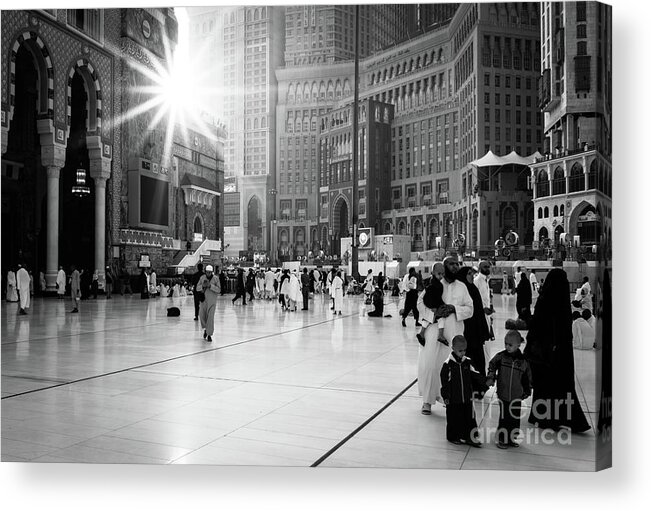 Arabia Acrylic Print featuring the photograph Muslim Pilgrims After Subuh Prayer by Shaifulzamri