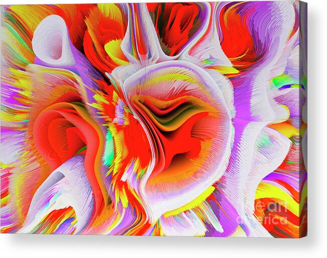 Bright Colors Acrylic Print featuring the mixed media My heart is blooming by Elena Gantchikova