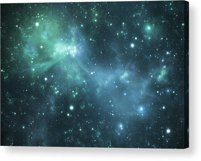 Constellation Acrylic Print featuring the photograph Mysterious Beautiful Blue Space Nebula by Sololos