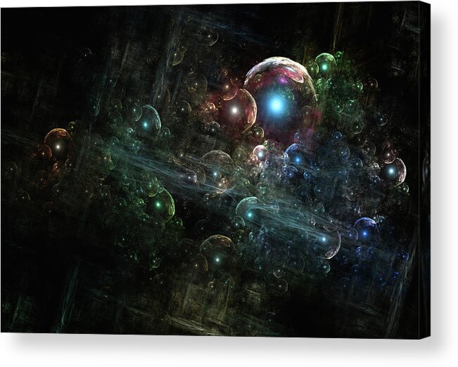 Fractals Acrylic Print featuring the digital art Mystery Of The Orb Cluster by Rolando Burbon