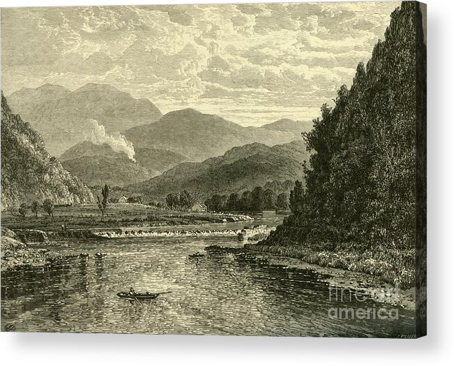 Engraving Acrylic Print featuring the drawing Nanticoke Dam by Print Collector