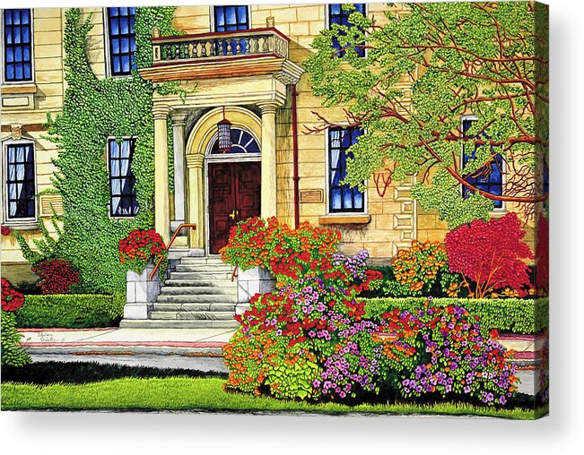 Buildings Acrylic Print featuring the painting Ni On The Lake by Thelma Winter