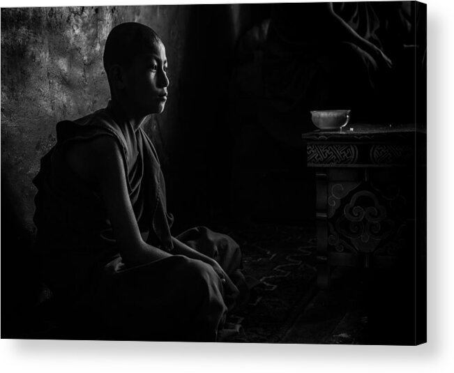 Monk Acrylic Print featuring the photograph Novice In The Dark by Marco Tagliarino