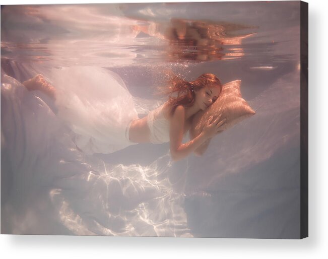 Underwater Acrylic Print featuring the photograph once Upon A Dream No Fate, Nor Destiny. I Am Made From The Luminous Light Of My Own Dreams. by Gabriela Slegrova