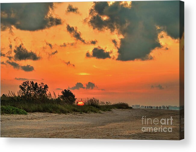 Sunrise Acrylic Print featuring the photograph Orange Sunrise Over Sanibel Island by Jeff Breiman