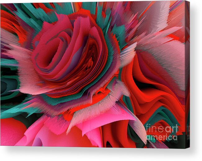 Gift Marriage Acrylic Print featuring the mixed media Paradise Rose. Beautiful rose of our dreams 6 by Elena Gantchikova