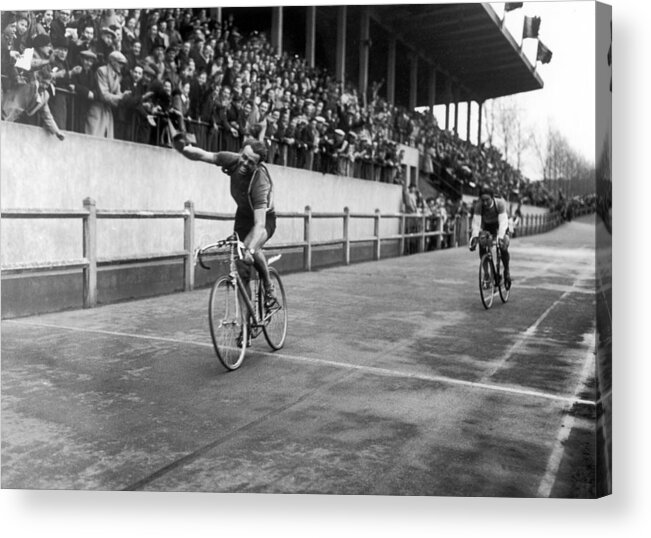Belgium Acrylic Print featuring the photograph Paris-roubaix 1948 Belgian Cyclist Van by Keystone-france