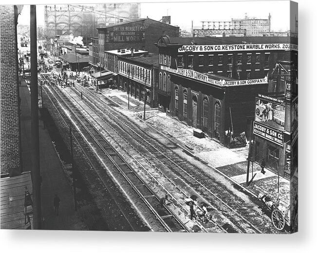 Business Acrylic Print featuring the painting Philadelphia Railroad Tracks by Unknown