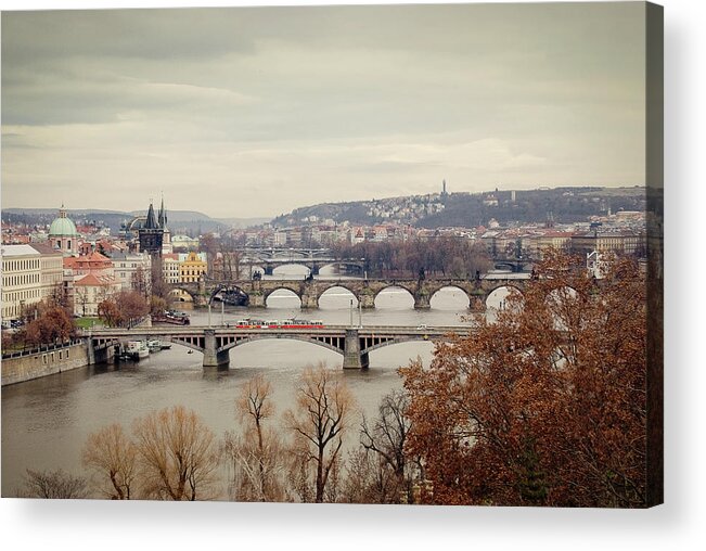 Built Structure Acrylic Print featuring the photograph Prague Bridges by Kevin Reid