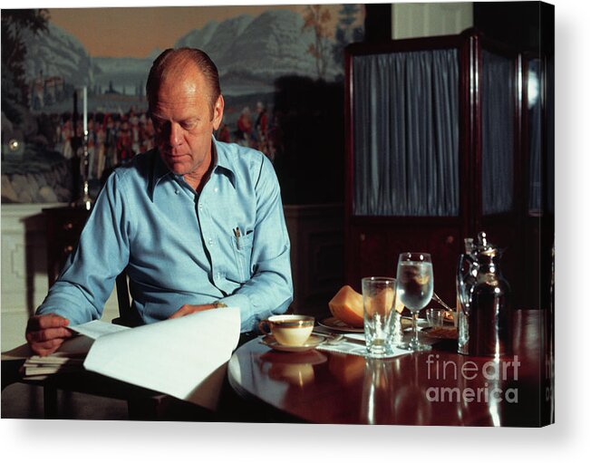 Breakfast Acrylic Print featuring the photograph President Ford At Breakfast by Bettmann