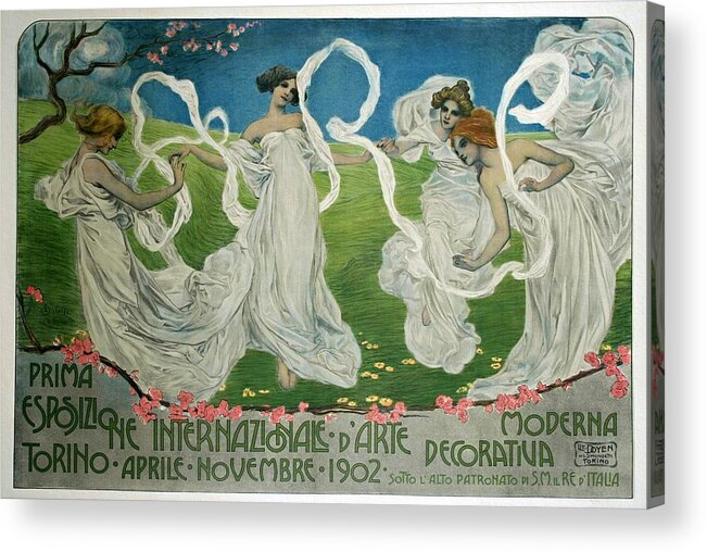 Art Nouveau Acrylic Print featuring the painting Prima Esposizione, italian poster ca 1902 by Vincent Monozlay
