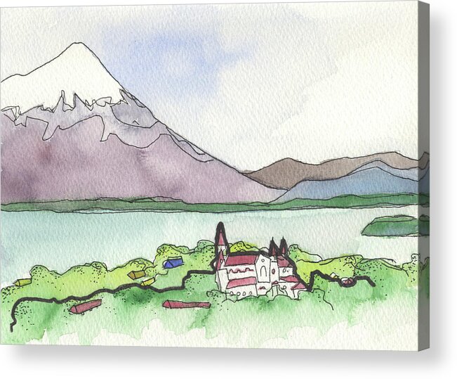 Landscape Acrylic Print featuring the painting Puerto Varas, Chile by Craig Macnaughton